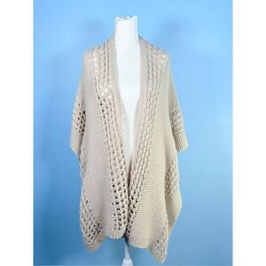 Urban Outfitters Crochet Cardigan Sweater Womens‎ OS Beige Open Front Festival